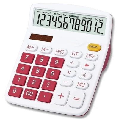 Imagen de Mengshen Calculadora Sobremesa Batería Solar de Doble Potencia, 12 dígitos Pantalla LCD Grande Financiera Comercial función estándar para Oficina/hogar/Escuela