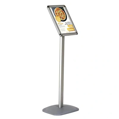 Imagen de DISPLAY SALES porta folletos DIN A4 (210x297 mm) panel informativo Silver Premium (1m de altura) Placa base aluminio antioxidante Atractivo soporte información Formato vertical/paisajista