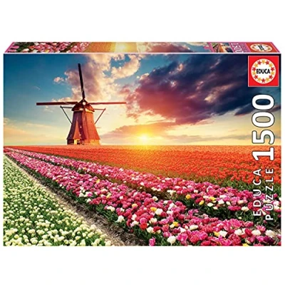 Imagen de Educa Puzzle de 1500 Piezas para Adultos Paisaje Tulipanes. Incluye Pegamento Fix Puzzle. A Partir 14 años (18465)