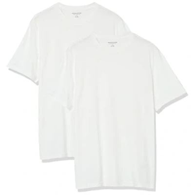 Imagen de Amazon Essentials Camiseta de manga corta, cuello redondo y corte recto Hombre, Pack 2, Blanco, XS