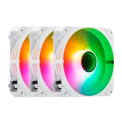 Imagen de Abysm Gaming Ventilador Arclight 2.0 Pack 3 en 1 Blanco, Iluminación ARGB y Capacidad de Conectarlos Serie