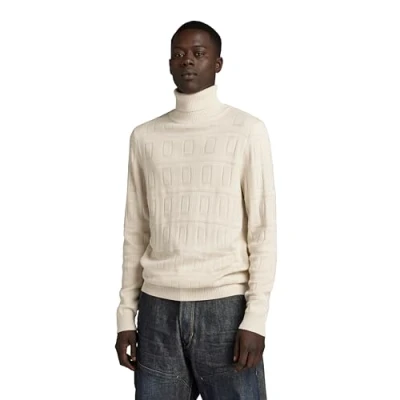 Imagen de G STAR RAW Jersey Table Structure Turtle Knitted Para Hombre, Beige (eggnog D23934 D167 G076), M