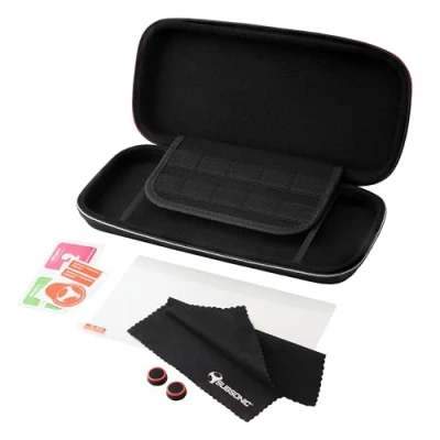 Imagen de Subsonic Pack de accesorios para Nintendo Switch 2 kit 5 en 1 con funda, protector pantalla cristal templado 2, empuñaduras joystick, limpieza, paño microfibra