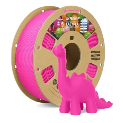 Imagen de OVERTURE PLA Easy 1.75mm Filamento 3D para Principiantes, Extrusión Suave y Sin Deformaciones, 1kg Carrete de Cartón, +/ 0.02mm, Compatible con Impresoras FDM (Magenta Easy)