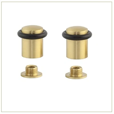 Imagen de EVI Herrajes Pack de 2 Topes Puerta 27 x 29 mm Base Roscada Goma Negra Silicona Natural Latón Acabado Mate Incluye Herramientas Mod. 040138CBMT