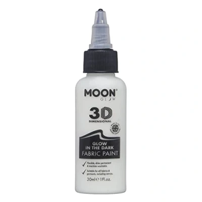 Imagen de Moon Glow pintura para tela 3D que brilla en la oscuridad textil ropa, camisetas, bolsos, zapatos y lienzos Invisible 30 ml (Paquete de 1)