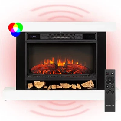 Imagen de Klarstein Chimenea Electrica Pared, Llama LED con una Potencia de 1900W y Mando, Temporizador Control Automático Temperatura, Interior Casa Efecto Troncos, Estufas