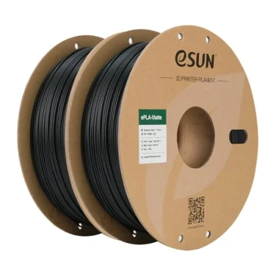 Imagen de eSUN Actualizado PLA Mate Filamento 1.75mm, Impresora 3D Mate, 1KG por Carrete, 2 Carretes para de Impresión 3D, Negro Profundo+Negro Profundo