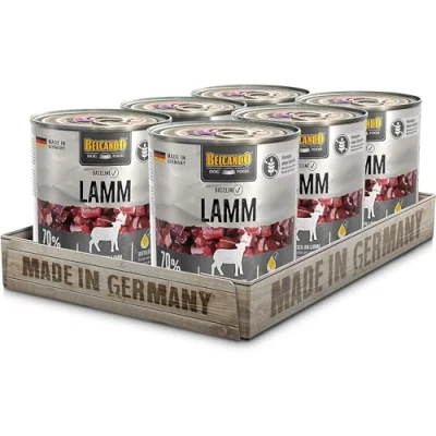 Imagen de BELCANDO Baseline Cordero [6 x 800 g] Comida húmeda para perros, sin cereales, 70% de carne y despojos, perros adultos