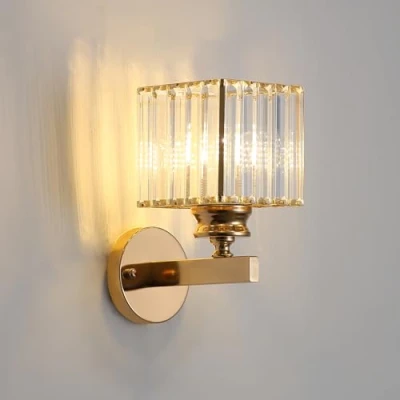 Imagen de Moderno Aplique De Luz Pared Cristal, Lámpara Cristal Oro E27, Para Dormitorio Junto A La Cama Pasillo Sala Estar Iluminación Del Comedor