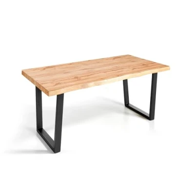 Imagen de MOMMA HOME Mesa Comedor, Salon Fija, Patas Metálicas MDF Roble rústico, Modelo Alaska, Color Roble/Negro (200_X_100_cm)