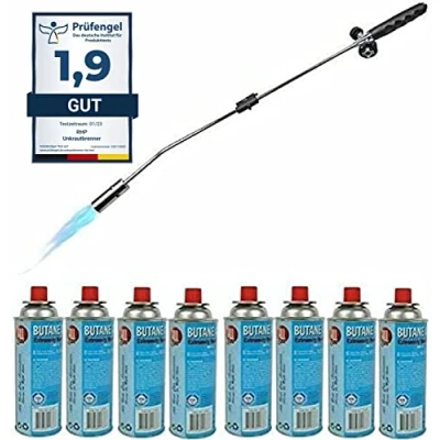 Imagen de quemador de malezas RHP 80 cm, incluidos 8 cartuchos gas butano 227 g, con encendido piezoeléctrico, llama ajustable
