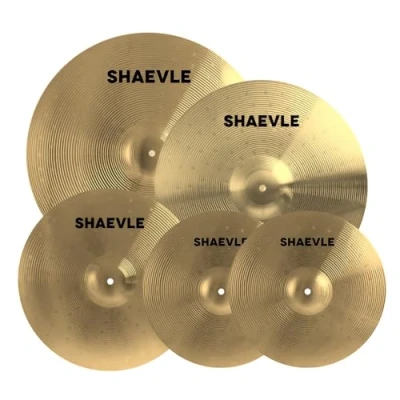 Imagen de SHAEVLE Juego de platillos aleación para batería 14, 16, 18, 20 pulgadas, 5 unidades, color dorado
