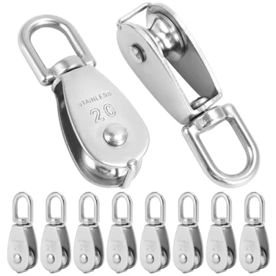 Imagen de QWORK® 10 Piezas M20 Bloque de Polea Acero Inoxidable 304 para Cuerda diámetro hasta 6 mm Carga 75kg