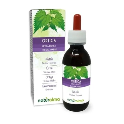Imagen de Ortiga (Urtica dioica) hojas y raíces Tintura Madre sin alcohol Naturalma Extracto líquido gotas 120 ml Complemento alimenticio Vegano