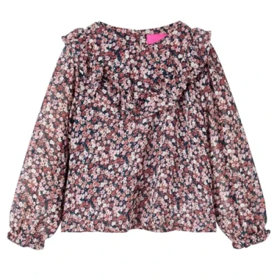 Imagen de Camisa Infantil de Manga Larga con Estampado Floral Ropa Niños Rosa Oscuro 128
