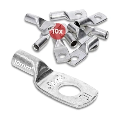 Imagen de Kalitec HR10 8 Terminales de cable tubular (10 unidades, 10 mm², M8, sin orificio visión, fabricado en Alemania)