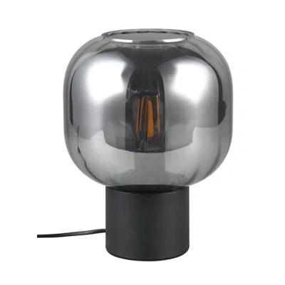 Imagen de Trio Leuchten Lámpara de Mesa DIVA 519800132, Metal Negro Mate, Vidrio Cromado Vaporizado, exc. 1x E27