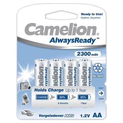 Imagen de Camelion NH AA2300ARBP4 Rechargeable battery Níquel metal hidruro (NiMH) Pilas (Rechargeable battery, (NiMH), 1,2 V, 4 pieza(s), 2300 mAh, Plata)