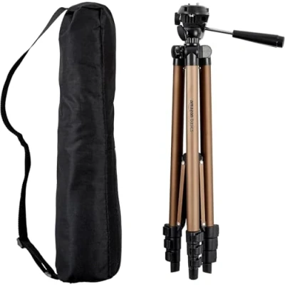 Imagen de Amazon Basics Trípode ligero de 127 cm con funda, Negro/Marrón
