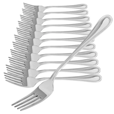 Imagen de COM FOUR® 12x Tenedores para Pastel de Acero Inoxidable 430 Cubiertos Elegantes con un diseño Simple Postre pequeños Aperitivo 15 cm (15cm 12 piezas)