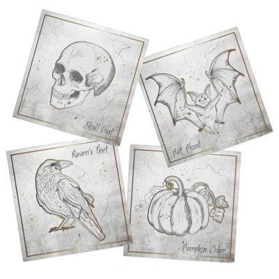 Imagen de Folat B.V. Halloween Decoracion Fiesta de Carnaval HalloweenServilletas Creepy Curiosities 33 x33 cm 20 Piezas, Color blanco (23890)