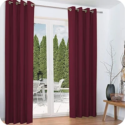 Imagen de Beautissu Set de 2 Cortinas térmicas Amelie TO 140x245 cm Ojales Privacidad y oscurecentes Aislante Burdeos