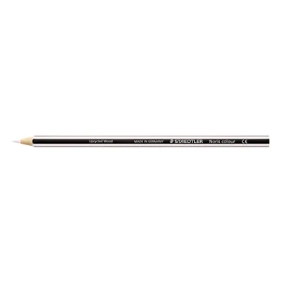 Imagen de Staedtler Noris Colour 185 0 Caja 12 lápices de color blanco hexagonales. Material WOPEX ecológico con madera certificada por PEFC. Diseño a rayas negras y del mismo que la mina