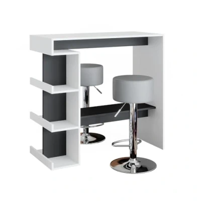 Imagen de Vicco Set de Mesa Bar Dana, Blanco/Antracita, 108 x 50 cm con 2 taburetes