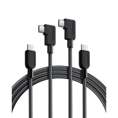 Imagen de Anker Cable USB C en ángulo recto, 240W, paquete de 2 a 6 pies, carga trenzado tipo 90 grados para iPhone 15, Samsung Galaxy S23, MacBook Pro 2020, iPad Pro, Air 4, Pixel