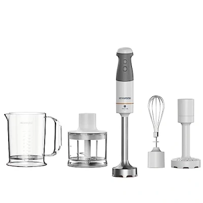 Imagen de Kenwood Küchengeräte Triblade XL HBM40.306WH batidora de mano, con pie acero inoxidable extraíble cuchilla 3 aspas para un puré más rápido, 850 W, color blanco/gris