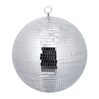 Imagen de Relaxdays Discokugel Bola de Discoteca, Ø 30 cm, Luz Espejo Decorativa para Colgar, con Ojal Metálico, Esfera Fiesta, Plateado, Gomaespuma