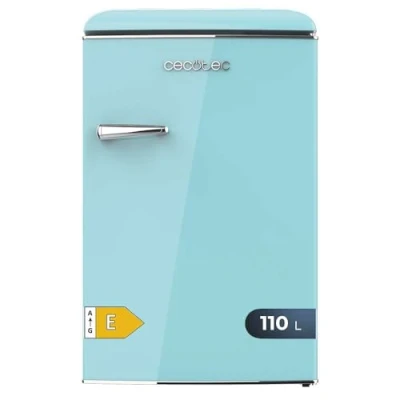 Imagen de Cecotec Mini Nevera Retro de 110 L Bolero CoolMarket TT Origin Blue E. Frigorífico, Clase E, ICEBOX, LED Interior, Tirador Cromado, Bandejas cristal, Abridor Botellines, Azul