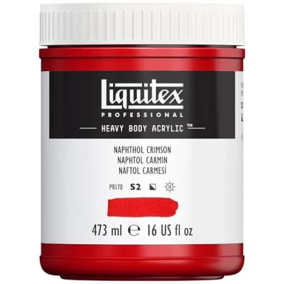Imagen de Liquitex pintura acrílica profesional Heavy Body cuerpo espeso, tarro de 473 ml, color rojo naftol carmesí
