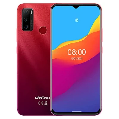 Imagen de Ulefone Android 11 Moviles Libres Note 10 Teléfono, Dual SIM+SD Dedicada, Batería 5500mAh (Carga Inversa OTG), Octa Core 32GB, 6.52&#039;&#039; Pantalla Waterdrop, Huella Digital + Identificación Facial Rojo