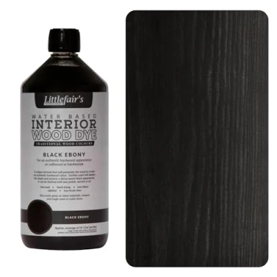Imagen de Littlefair&#039;s Tinte para Madera 1ltr Acabado Premium, Fácil de Usar y Limpiar Basado en Agua, Seguro Ecológico Disponible Muchos Colores Color: negro ébano