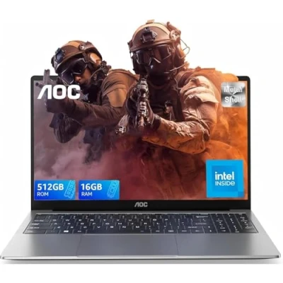Imagen de AOC Ordenador Portatil con Intel N97(hasta 3,6 GHz) Notebook 15,6 Pulgadas, 16GB RAM 512GB SSD(hasta 2TB), PC Portátil Negocios Metalico