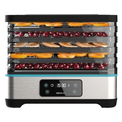 Imagen de Cecotec Deshidratador de Alimentos VitaDry Pro. 300 W, Deshidratadora Frutas con 5 Bandejas Altura Regulable, Pantalla Digital, Temporizador 30 min a 48 hs, Temperatura 35º 70º, Inox