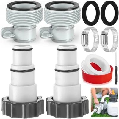 Imagen de BARAKYEG 4PCS Adaptador de Manguera Bomba para piscina Intex,Adaptador A y Tipo B Intex,Bomba Rosca Adaptadores Manguera,Juego Piscina,Ø 32 38 mm