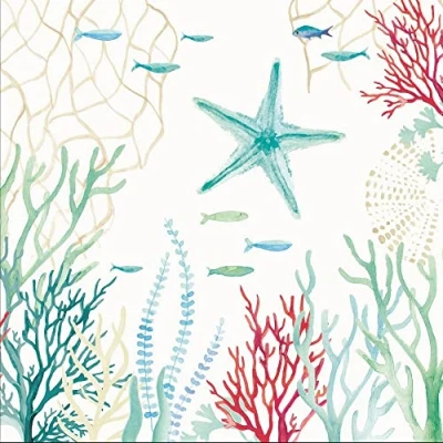 Imagen de 20 Servilletas de escena submarina decoración mesa decoupage 33 x cm