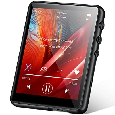 Imagen de 64GB Reproductor MP3 Bluetooth 5.3, HiFi de Música con Altavoz Interno, 2.4&quot; Táctil Completa, Radio FM, Line in Voice Recording, Cáscara Metal MP3, Soporte hasta 128 GB