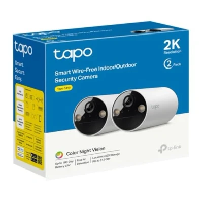 Imagen de Tapo TP Link C410 (Paquete de 2), visión Nocturna a Color 2K 3MP, Recargable, Panel Solar, IP65, Almacenamiento Local/en la Nube, ángulo 110, Alarma iluminada y Sonora, cámara Seguridad