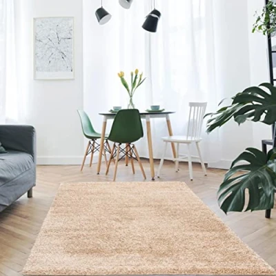 Imagen de mynes Home Alfombra Shaggy de Pelo Largo, Color Gris/Suave, diseño Moderno, Colores Pastel, Tacto Suave, 80 x 150 cm