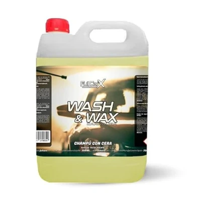 Imagen de FULLCARX Wash &amp; Wax 5 Litros Champú con Cera Carnauba Concentrado Espuma Activa, Lavado Coche Alto Brillo Exterior, Jabón Limpiador 2 en 1 Limpia y Abrillanta, Producto Limpieza Detailing Profesional