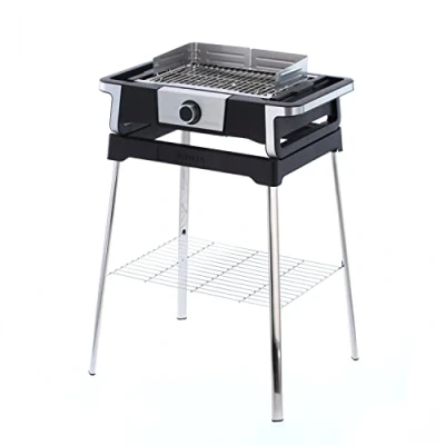 Imagen de SEVERIN barbacoa SENOA DigitalBOOST S con parrilla de acero inoxidable, eléctrica pie pantalla OLED digital, mini sin riesgo quemaduras, negro, PG 8118