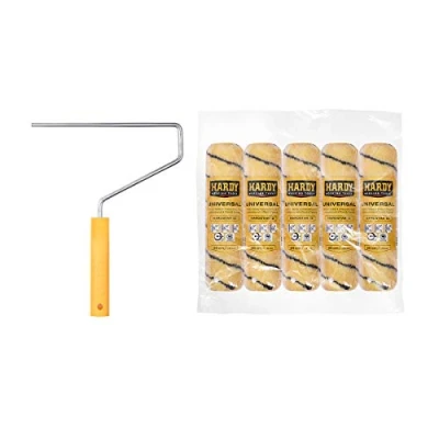 Imagen de HARDY WORKING TOOLS Kits de herramientas pintura, Rodillos pintura e 5 piezas Rodillo antigota poliacrílico, Altura del pelo 13mm, Eslora 25cm, Diámetro 48mm, negro y amarillo, A0180 515000