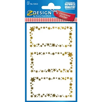 Imagen de Avery 52622 Navidad pegatinas, pegatinas de regalo, material papel oro en relieve 2 hojas, 6 Etiqueta