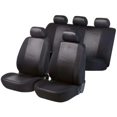 Imagen de Walser Fundas de Asiento Coche, Coche Shiny Premium, Juego Completo, 2 Delanteras, 1 Funda Trasera en Negro/Gris 11973