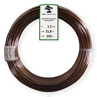 Imagen de Grow A Bonsai Tree Anodizado de aluminio 1,5 mm Formación alambre 250G rollo grande (170 pies) (1,5 mm) 1.5mm marrón
