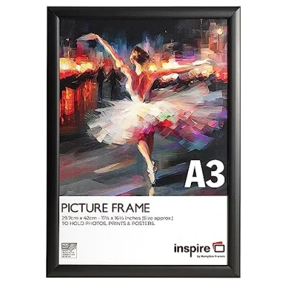 Imagen de Hampton Frames BLACKWOOD BLW3042BBLKX Marco de fotos pino acrílico (no vidrio), color negro, A3, 30 x 42 cm, A3